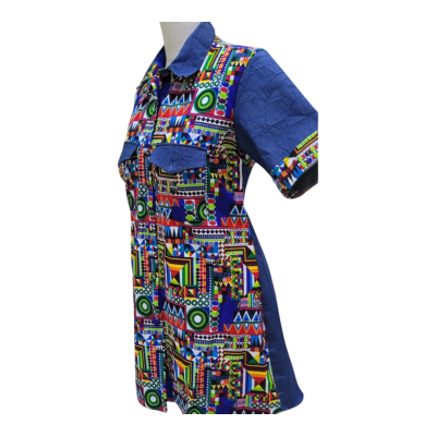 Ankara Denim shirt dress