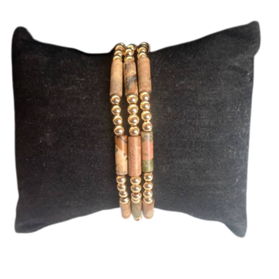 Brown Assorted Agate Bracelets
