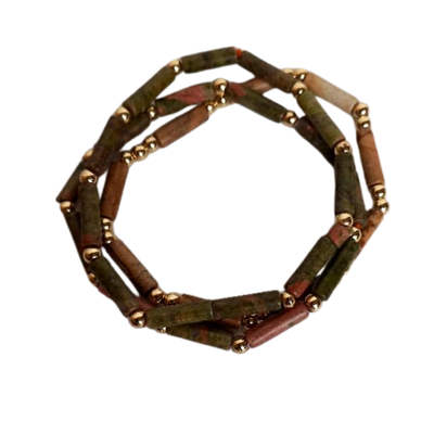 Assorted Agate Bracelets – Green and Brown Mix